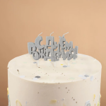 Свечи Буквы С Днем Рождения, Серебро, 9,5*4,5 + 4 см, 1 шт. с держат., 5198