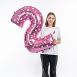 Шар (40''/102 см) Цифра, 2 Сердечки, Розовый, 1 шт. в уп., NMP2/PINK/V