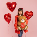 Шар (27''/69 см) Фигура, Мишка с сердцем, 1 шт., 25116