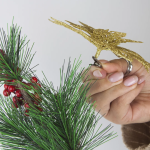 Цветок Пуансеттия, на клипсе, 14 см. Золото, с блестками, 2 шт., 6231003