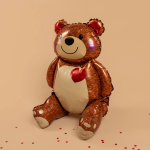 Шар (20''/51 см) Фигура 3D, Сидячий мишка с сердцем, 1 шт. в уп., 24399