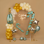 Шар (37''/94 см) Фигура, Бутылка Шампанское, Праздничное конфетти, Голубой, 1 шт., 23590