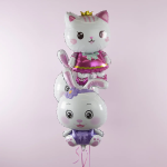 Шар (33''/84 см) Фигура, Зайка с бантиком, Сиреневый, 1 шт., 21714