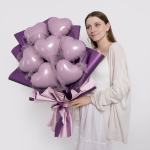 Набор шаров с клапаном (9''/23 см) Мини-сердце, Орхидея, 5 шт. в уп., 224982