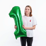 Шар (40''/102 см) Цифра, 1, Зеленый, Металлик, 1 шт. в уп., 27371