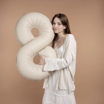 Шар (40''/102 см) Цифра, 8 Slim, Кремовый Латте, Матовый, 1 шт., 901918MCL