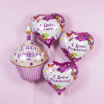 Шар (31''/79 см) Фигура, Кекс на День Рождения, Розовый, 1 шт. в уп., 13332