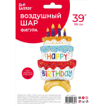 Шар 3D (39''/99 см) Фигура на подставке, Торт на День Рождения, 1 шт. в уп., 23818P