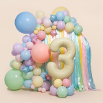 Шар (40''/102 см) Цифра, 3 Slim, Пыльный лайм, 1 шт. в уп., 942534