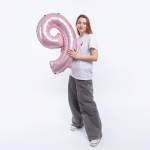 Шар (34''/86 см) Цифра, 9 Slim, Светло-розовый, 1 шт. в уп., 130019