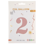 Шар (40''/102 см) Цифра, 2, Пыльная роза, Сатин, 1 шт. в уп., 24272