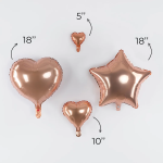 Шар с клапаном (10''/25 см) Мини-сердце, Розовое Золото, Металлик, 1 шт., 27240