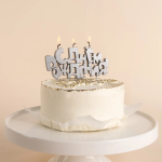 Свечи Буквы С Днем Рождения, Серебро, 9,5*4,5 + 4 см, 1 шт. с держат., 5198