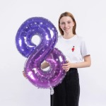 Шар (34''/86 см) Цифра, 8 Сияющий космос, Сиреневый, Градиент, 1 шт. в уп., 131028