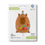 Шар (23''/58 см) Фигура, Капибара на вечеринке, 1 шт. в уп., G72221-P