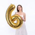 Шар (40''/102 см) Цифра, 6 Slim, Золото, 1 шт. в уп., C901916O