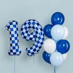 Шар (34''/86 см) Цифра, 9 Клеточки, Голубой/Синий, 1 шт. в уп., 26639