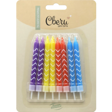 Свечи Белые зигзаги, Ассорти, 0,75*8 + 2 см, 8 шт. с держат., 802919