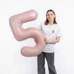 Шар (40''/102 см) Цифра, 5 Slim, Пыльная роза, 1 шт. в уп., 224609