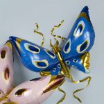 Шар 3D (45''/114 см) Фигура, Бабочка, Карнавальные крылья, Голубой, 1 шт., 23734