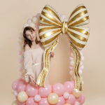 Шар (61''/155 см) Фигура, Бант, Стильные полоски, Золото, 1 шт., 27774