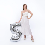 Шар (40''/102 см) Цифра, 5, Серебро, 1 шт. в уп., 901765PP