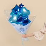 Шар с клапаном (10''/25 см) Мини-сердце, Голубой, Металлик, 1 шт., 27243