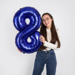 Шар (32''/81 см) Цифра, 8, Темно-синий, 1 шт. в уп., 26058
