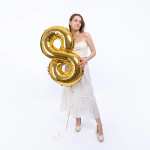 Шар (40''/102 см) Цифра, 8 Slim, Золото, 1 шт. в уп., B901918O