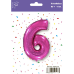 Шар (40''/102 см) Цифра, 6, Фуше, 1 шт. в уп., B901766F
