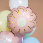 Шар (21''/53 см) Цветок, Ромашка, Золотые лепестки, Розовый, Сатин, 1 шт., 26823