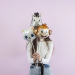 Шар (9''/23 см) Мини-фигура, Голова, Милый Котенок, Белый, 1 шт., 902872