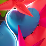 Шар (18''/46 см) Сердце, Синий, Неон, 1 шт., 26235