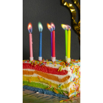 Свечи Цветное пламя, Ассорти, 0,5*6 + 3 см, 6 шт. с держат., 802942