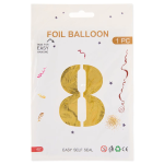 Шар (40''/102 см) Цифра, 8, Золото, Металлик, 1 шт. в уп., 24088