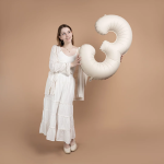 Шар (40''/102 см) Цифра, 3 Slim, Кремовый Латте, Матовый, 1 шт., 901913MCL