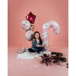 Шар (12''/30 см) Мини-фигура, Леденец трость, Розовый, 1 шт., G72095