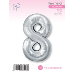 Шар (40''/102 см) Цифра, 8 Slim, Серебро, 1 шт. в уп., C901918P