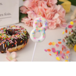 Свеча Цифра, 8 Сладкое конфетти, на шпажке, Белый, 5 + 7 см, 1 шт. с держат., 802848