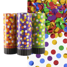 Хлопушка пружинная (4/10 см), Яркое конфетти, Круги фольга, Ассорти, 3 шт., 723020