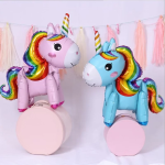 Шар (23''/58 см) Фигура 3D, Единорог Радужный, Голубой, 1 шт. в уп., 15131P