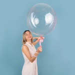 Шар (24''/61 см) Сфера, Deco Bubble (черная упаковка), Прозрачный, Кристалл, 10 шт. в уп., 5502401