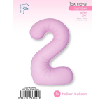 Шар (40''/102 см) Цифра, 2 Slim, Светло-розовый, Матовый, 1 шт. в уп., C901912MRS