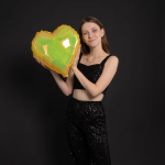 Шар (18''/46 см) Сердце, (надув воздухом), Желтый, Хамелеон, 1 шт. в уп., 24965