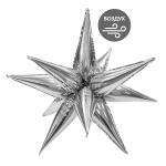 Шар 3D (26''/66 см) Звезда, Составная, Серебро, 1 шт. в уп., 222193