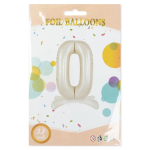 Шар (32''/81 см) Цифра на подставке, 0, Белый песок, 1 шт. в уп., 27510