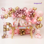 Шар (14''/36 см) Сердце, Зеркальный блеск, Розовый, хром, 50 шт.,