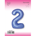 Шар (40''/102 см) Цифра, 2 Slim, Синий хром, Сатин, 1 шт. в уп., B901912SAR