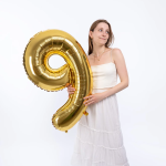 Шар (40''/102 см) Цифра, 9 Slim, Золото, 1 шт. в уп., B901919O