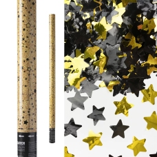 Пневмохлопушка (40/100 см), Звездный фейерверк, Звезды фольга, Черный/Золото, 1 шт., 823168